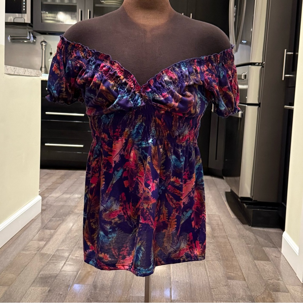 No Boundaries Multicolor Cap Sleeve or Off Shoulder Top Size XL